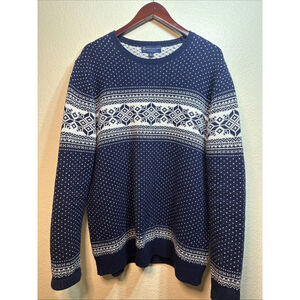 Brooks Brothers Wool Sweater Men’s Large Nordic Knit Fair Isle Holiday Winter